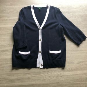 Ralph Lauren Navy and White Women’s Cardigan